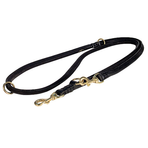 Wide Leather Dog Leash Hands Free for Bulldog, Adjustable - Click Image to Close