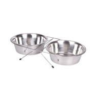 Set of 2 Dog Bowls with Stand for Food and Water
